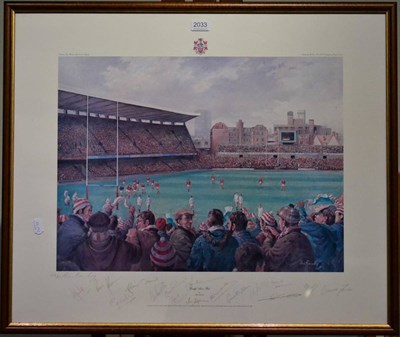 Lot 2033 - A Signed Limited Edition Rugby Print -Cardiff Arms Park by Alan Fearnley 1981, number 626/850,...