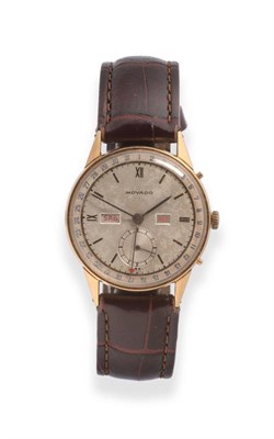 Lot 174 - An 18ct Gold Triple Calendar Wristwatch, signed Movado, circa 1950, (calibre 470) lever...