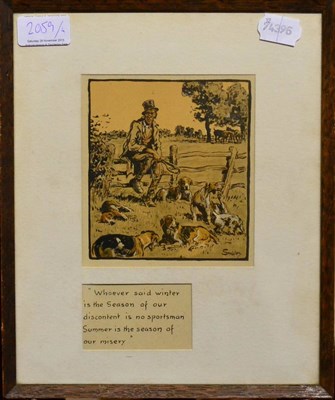 Lot 2059 - After Snaffles- Comic Hunting Scenes, a set of four colour prints, in oak frames