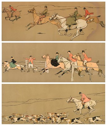 Lot 2061 - Dorothy Hardy Three Hunting Prints (i) At the gallop (ii) Passing the gate (iii) Master and...