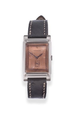 Lot 177 - A Stainless Steel Wristwatch, signed Movado, circa 1950, lever movement signed, champagne...