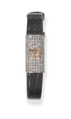 Lot 178 - A Lady's 18ct White Gold Diamond Set Wristwatch, signed Chopard, circa 1950, lever movement...