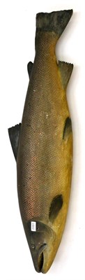 Lot 2091 - A Carved Wood Model of a Salmon, inscribed to back 'Killed by F.S.Scott Smith in Muccomer...
