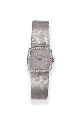 Lot 180 - A Lady's 18ct Gold Diamond Set Wristwatch, signed Kutchinsky, 1967 lever movement signed...