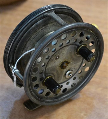 Lot 2119 - A Hardy 3 3/4inch Alloy 'Silex Major' Reel, with twin black handles, jewelled bearing, notched...