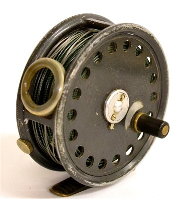 Lot 2126 - A Hardy 3 3/8inch Alloy 'St.George' Fly Reel, with slim black handle on pierced drum, notched brass