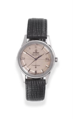 Lot 186 - A Stainless Steel Automatic Calendar Centre Seconds  "Pie Pan " Wristwatch, signed Omega,...