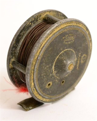 Lot 2153 - An Alex Martin 2 3/4inch Alloy Fly Reel, with black handle and brass foot, together with a 3...