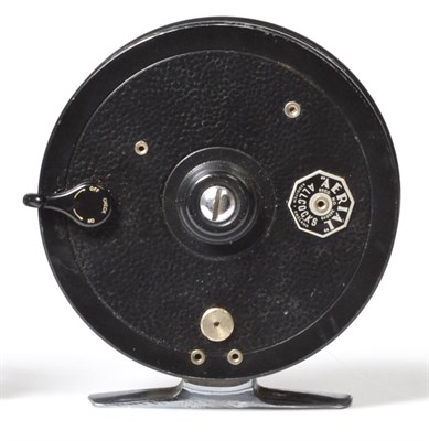 Lot 2156 - An Allcock's 3 3/4inch Alloy 'Aerial' Cetrepin Reel, with twin black handles on six spoked...