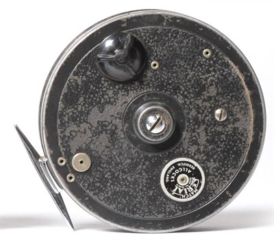 Lot 2159 - An Allcock's 4 1/4inch Alloy 'Match Aerial' Centrepin Reel, with twin black handles on six...