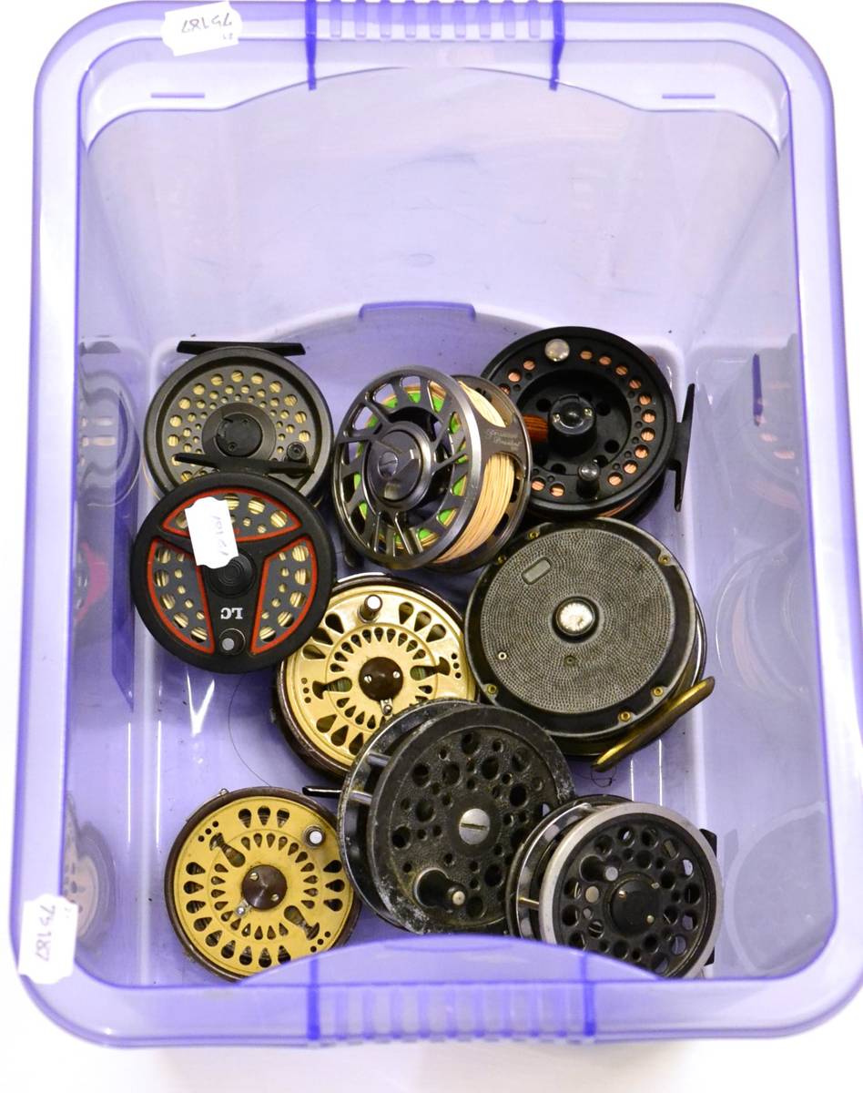 Lot 2205 - Nine Fly Fishing Reels, including Alpha Fly, Shakespeare Super Condex, Olympic 4340, BFR Rimfly etc