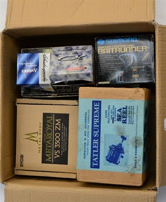 Lot 2208 - Seven Boxed Reels, comprising a Ryobi VS 3500 ZM, Shimano GT3500, Intrepid Sea Streak, Tatler...