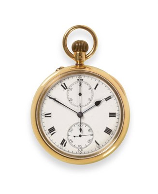 Lot 192 - A Good 18ct Gold Open Faced Karussel Single Push Chronograph Pocket Watch, retailed by Barraclough