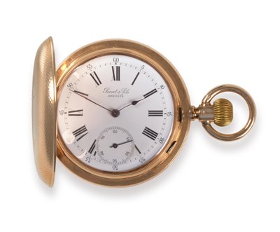 Lot 193 - A 14ct Gold Full Hunter Pocket Watch, signed Perret & Fils, Brenets, circa 1910, lever...
