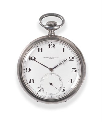 Lot 195 - A Silver Open Faced Pocket Watch, signed Vacheron & Constantin, Geneve, circa 1928, lever...