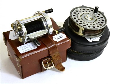 Lot 2245 - Two Hardy Alloy Reels - 3 1/2inch 'Princess' fly reel, in zip case and an 'Elarex' multiplying...