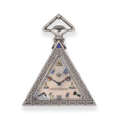 Lot 196 - A Masonic Triangular Shaped Silver Pocket Watch, signed Solvil Watch Co, circa 1910, lever movement