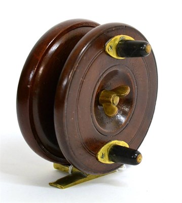 Lot 2252 - Two Large Wooden Reels, with twin handles on elliptical brass mounts, one with brass star back, the