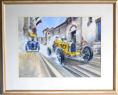 Lot 2015 - Steven Massey - Elizabeth Junek Driving a Bugatti in the 1928 Targa Florio Race, signed...