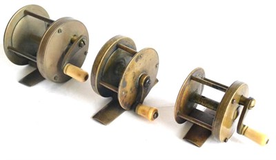 Lot 2076 - Three Early Brass Multiplying Winches, no makers' names, with curved arms, bone and ivory...