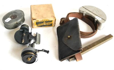 Lot 2090 - Mixed Tackle, comprising two early bait tins, one with belt, Hardy 'Hardex No.II Mk.II' casting...