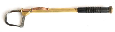 Lot 2100 - A Telescopic Brass Gaff, with black rubber handle