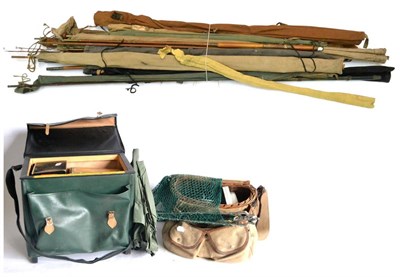 Lot 2112 - A Collection of Mixed Tackle, including a bundle of split cane and other rods, fishing box and...