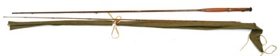 Lot 2124 - An Early Hardy 2pce Greenheart and Cane Fly Rod, serial number G2593, with agate lined butt...