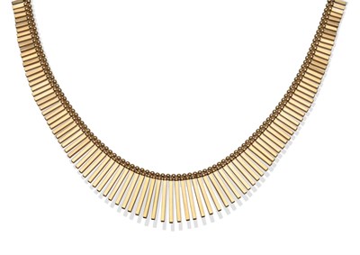 Lot 212 - An 18 Carat Gold Fringe Necklace, a beaded collar hung with graduated angular drops, length 43.5cm