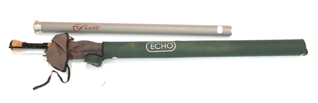 Lot 2184 - Two Carbon Fly Rods - Echo 9ft No.10 4pce rod and a Scott G707/3 No.3 7ft 3pce rod, both in rod...