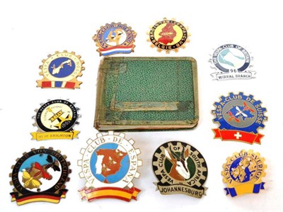 Lot 1003 - Ten Enamelled Vesta Club Touring Badges, circa 1960's, together with an autograph book,...