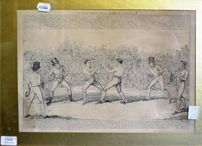 Lot 1004 - English School 19th Century, 'The great match between RANDAL and MARTIN', pugilist scene, black and