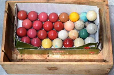 Lot 1010 - Thirty One Victorian/Edwardian Snooker Balls, some ivory, together with a set of later pool balls