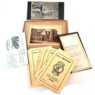 Lot 1021 - Cycling Memorabilia, comprising twenty one Bettina Cycles catalogues and an early photograph of...