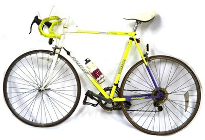 Lot 1022 - A Vintage Raleigh Racing Bike, with white and yellow frame