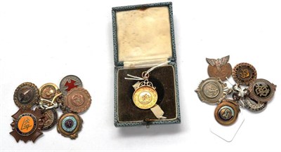 Lot 1030 - A 9ct Gold 'O & H.C.C.C' Cycling Medal, awarded to R. Hardcastle in 1928, together with twelve...