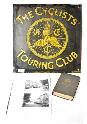 Lot 1032 - A Cyclists Touring Club Pictorial Enamel Sign, with yellow lettering on black background,...