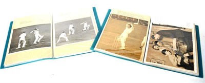 Lot 1037 - Two Albums of Press Photographs of Cricketers, mainly 1950's action shots, includes Yorkshire, also