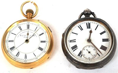 Lot 1054 - An 18ct Gold Cased Open Faced Top Wind Pocket Watch by H L Brown, Sheffield, the circular white...