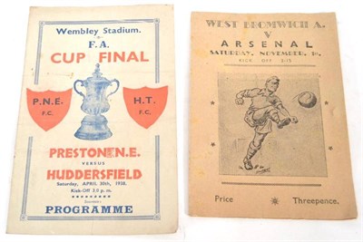 Lot 1063 - A 1938 F.A. Cup Final Programme - Preston v Huddersfield, unofficial single fold programme for...