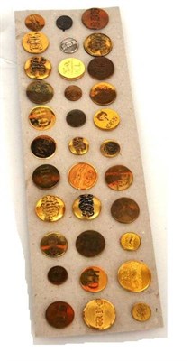 Lot 1075 - A Collection of Thirty Three Brass Hunt Buttons, various hunts, mounted on card