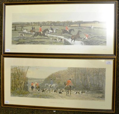 Lot 1102 - Four Modern Hunting Prints depicting works by EAS Douglas: The finish of the run, Off to the...