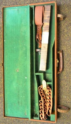 Lot 1103 - Shotgun Case canvas covered containing three part cleaning rod with brass fittings, sling and...