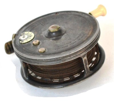 Lot 1109 - A Hardy 3 3/4in Alloy 'Silex Major' Reel, with twin black handles on pierced drum, notched...