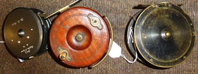 Lot 1166 - Three Fishing Reels, comprising a Hardy 'St.Aiden' in zip case, a 4in brass platewind reel and...