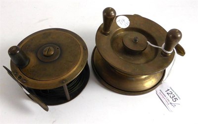 Lot 1235 - A Lucas 1870 3 1/2 "; Brass Salmon Reel, with horn handle, stamped to centre of reel 'St Lucas...