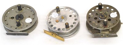 Lot 1237 - A J.W Young 4"; Alloy 'Rapidex' Centrepin Reel, together with Two Other Centrepin Reels