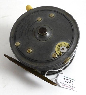 Lot 1241 - A Hardy 4 1/4"; Alloy 'Super Silex' Reel, with twin black handles on pierced drum, notched...