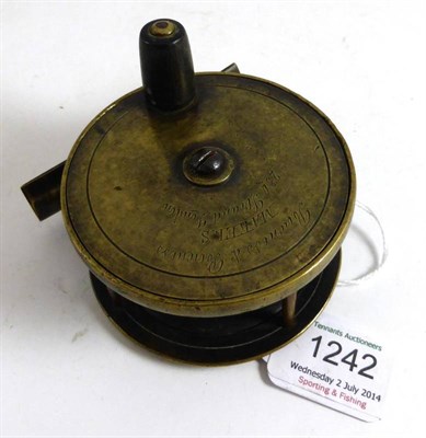 Lot 1242 - A Bowness & Bowness 3 1/2"; Brass Fly Reel, with horn handle and brass foot