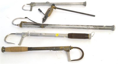 Lot 1245 - Four Telescope Gaffs, including one by Hardy, together with A Fly Vice (5)